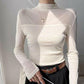 💃Last Day Sales -50% OFF🎉Women's Sparkle Mesh Sheer Long Sleeve Ruched Top