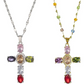 💜 LAST DAY PROMOTION - 50%OFF 💜Colorful Rhinestone Cross Pendant Necklaces