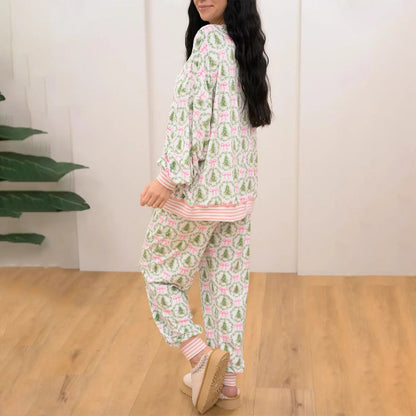 ⏳Limited-time 49% off⏰🎄Christmas Trees and Bows Pajama Set🎁🎀