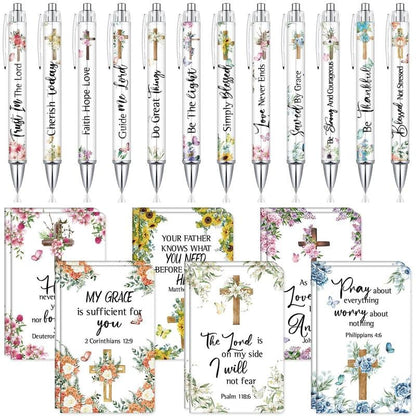 ✝️🌸Christian Gifts Set: Motivational Pens & Bible Verse Notebooks – Inspire Your Faith Journey