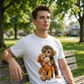 Unisex Monkey Hugging Toy Graphic T-Shirt