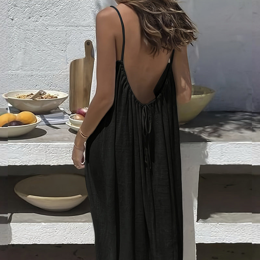 💕💖LAST DAY SALE 50% OFF!💃Women's Solid Color Backless Cami Dress