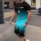 🏖️Summer Cool Deal: ONLY ￡14.99!!😎Men's Gradient Color T-Shirt & Shorts Set