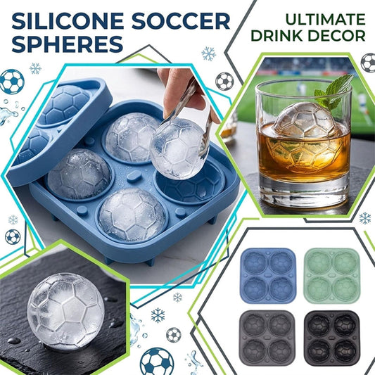 ⚽🧊Silicone Soccer Ball Ice Cube Tray – 5.5 cm Cubes, Slow-Melting, Leak-Proof Design, 4 Colors, Perfect for Game Nights & Cocktails 🥂