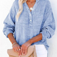 ⏳Limited-time Sale: ONLY ￡13.99!! ✨Women’s Casual Gauze Button Neck Long Sleeve Blouse
