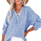 ⏳Limited-time Sale: ONLY ￡13.99!! ✨Women’s Casual Gauze Button Neck Long Sleeve Blouse
