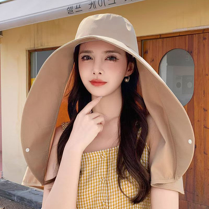 💥Summer Hot Sales- just ￡6.99💥Women's Full-Face Sun Hat with Shawl