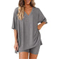 📢📢40% OFF !! ⏰Women's Lounge V-Neck Top & Shorts Set
