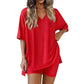 📢📢Last Day Sales 50% OFF !! ⏰Women's Lounge V-Neck Top & Shorts Set
