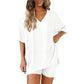 📢📢40% OFF !! ⏰Women's Lounge V-Neck Top & Shorts Set