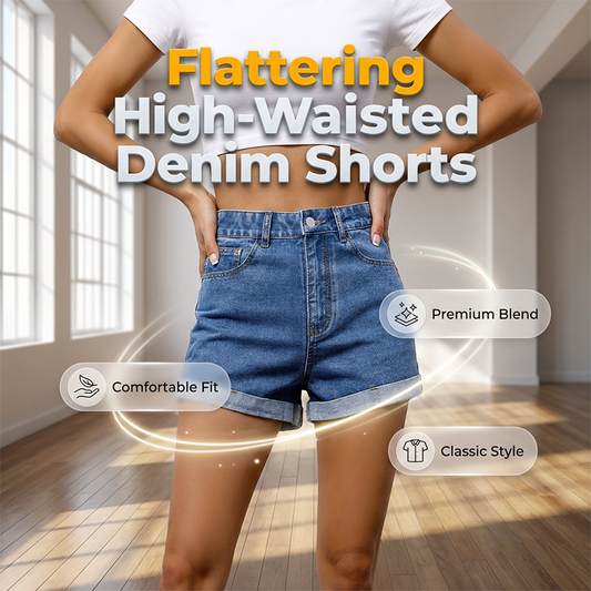 🔥Limited Hot Sales - 65% OFF😍Women's High-Rise Cuffed Denim Shorts
