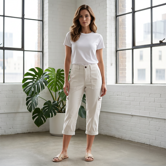 🌊🌞Summer Hot Sale-60% Off!!🌿Women's Casual Cargo Capri Pants with Pockets
