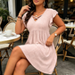 🎁Final Hours Flash Sale ￡13.99!!⚡Women's Criss-Cross V-Neck Flutter Sleeve Flowy Dress