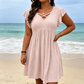 🎁Final Hours Flash Sale ￡13.99!!⚡Women's Criss-Cross V-Neck Flutter Sleeve Flowy Dress