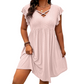🎁Final Hours Flash Sale ￡13.99!!⚡Women's Criss-Cross V-Neck Flutter Sleeve Flowy Dress