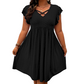 🎁Final Hours Flash Sale ￡13.99!!⚡Women's Criss-Cross V-Neck Flutter Sleeve Flowy Dress