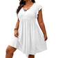 🎁Final Hours Flash Sale ￡13.99!!⚡Women's Criss-Cross V-Neck Flutter Sleeve Flowy Dress