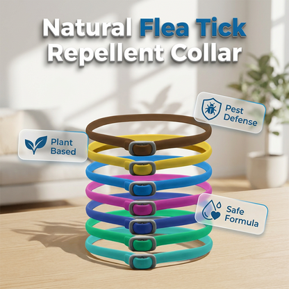 🔥 50% OFF Today 🐾 Natural Essential Oil Pet Pest Repellent Collar 🦟Safe Flea & Tick Protection for Dogs & Cats 💚