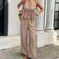 🔥New Hot Sales - 49% OFF✨ Women’s Elegant Stripe 2-Piece Outfit – Flattering V-Neck Top & Relaxed Wide-Leg Trousers 🌸