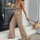 🔥New Hot Sales - 49% OFF✨ Women’s Elegant Stripe 2-Piece Outfit – Flattering V-Neck Top & Relaxed Wide-Leg Trousers 🌸