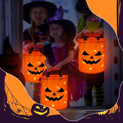 ✨ Halloween Special Offer 😍20K+ sold!!!🎃 LED Halloween Pumpkin Trick or Treat Bag – Glow in the Dark Candy Bag for Kids