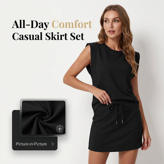 Modern Sleeveless Top and Drawstring Skirt Outfit Set