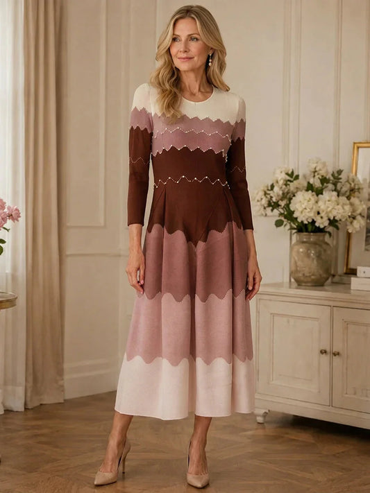 🏖️ Summer New Sales✨ Elegant Pearl Embellished Pleated Bounce Maxi Dress