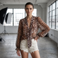🎁New Arrivals 55% OFF🌸 Leopard V-Neck Tie Top – Wild Feminine Flair ⏰