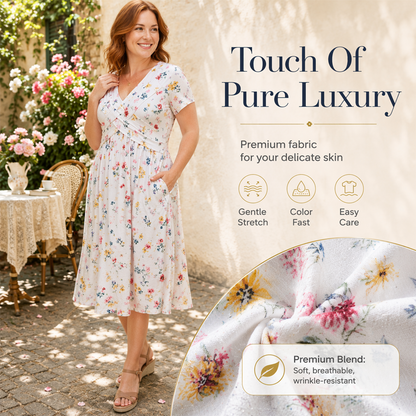 🌈2026 Summer Hot Sale 50% OFF!✨Women's V-Neck Floral Print Dress with Twist Waist