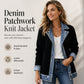 ⌛LAST DAY SALE ONLY ￡17.99!!🔥Women’s Elegant Denim Spliced Ribbed Knit Coat