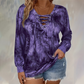 ☀️Last Day Sales - Just ￡13.99👚New Arrivals - V-Neck Tie-Dye Top with Lace-Up Detail – Soft Drape & Versatile Style for Any Casual Day