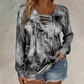 ☀️Last Day Sales - Just ￡13.99👚New Arrivals - V-Neck Tie-Dye Top with Lace-Up Detail – Soft Drape & Versatile Style for Any Casual Day