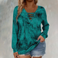 ☀️Last Day Sales - Just ￡13.99👚New Arrivals - V-Neck Tie-Dye Top with Lace-Up Detail – Soft Drape & Versatile Style for Any Casual Day