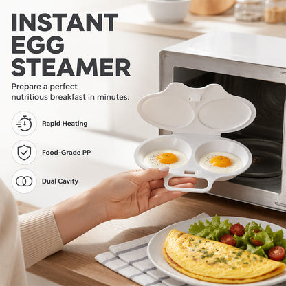 🥳Buy 1 Get 1 Free - Just ￡6.99🔥Microwave Egg Poacher – Dual-Cavity Steamer, Rapid Heating, Non-Stick PP – Ideal for Home, Office & Travel! 🔥