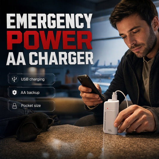🔥LAST DAY SALE ONLY ￡6.99!!Portable Emergency Phone Charger AA Battery Powered Power Bank with LED Flashlight