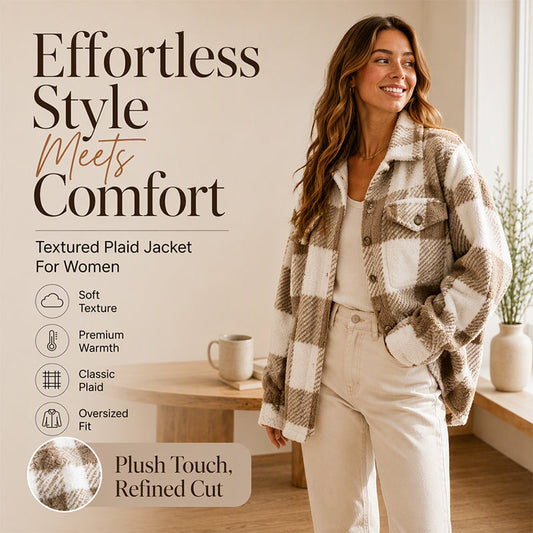 🍂Autumn Early Bird Sale😍Women's Plaid Button-Down Cozy Jacket