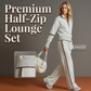 ⏳LAST DAY SALE ONLY ￡29.99!!🔥✨ Effortless Comfort | Women's Half-Zip Top & Wide-Leg Pants 2-Piece Set
