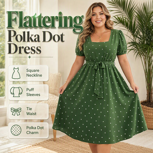 🌈2026 Summer Hot Sale 50% OFF!✨Women's Plus Size Polka Dot Dress 