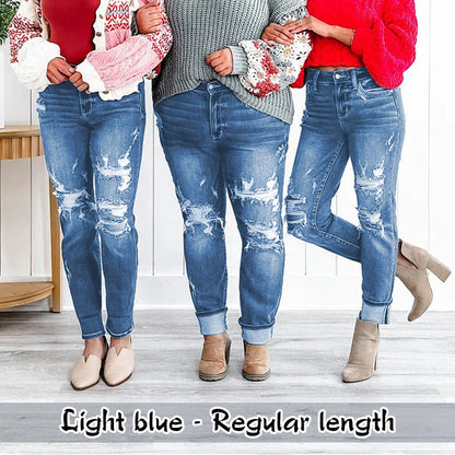 🔥2026 HOT SALE🥳💞50K+ SOLD!👖Women’s Tummy Control Distressed Cuffed Boyfriend Jeans