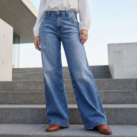 🌟New Hot Sales - 50% OFF👖Women's Vintage High-Waist Wide-Leg Jeans