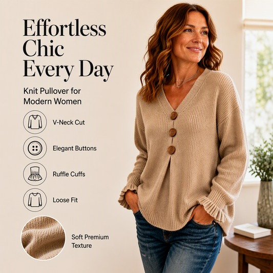 ⌛LAST DAY SALE - 50% OFF🔥Women's V Neck Knit Sweater