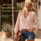 Women's Elegant Loose Fit Long Sleeve Lace Pullover Blouse