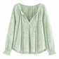Women's Elegant Loose Fit Long Sleeve Lace Pullover Blouse