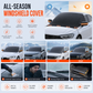 📢📢50% OFF !! ⏰Thickened Magnetic Car Windshield Sun Shade and Snow Cover Waterproof Half Car Cover with Reflective Strips