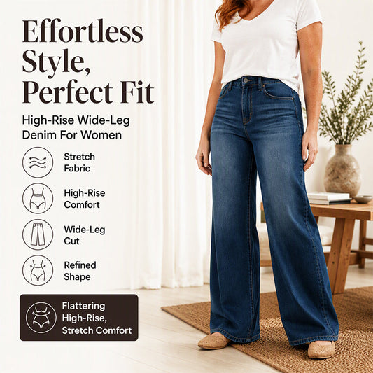 ⏳Last Day Hot Sales - 50% OFF👖Women's High-Rise Wide-Leg Stretch Jeans