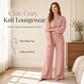 Women's Casual Two-Piece Knit Lounge Set with Mock Neck Long Sleeve Sweatshirt and High-Waisted Wide-Leg Pants