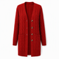 Women's Long Single Breasted Knitted Cardigan Sweater Casual Outerwear Coat for Autumn and Winter