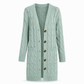 Women's Long Single Breasted Knitted Cardigan Sweater Casual Outerwear Coat for Autumn and Winter