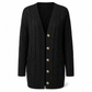 Women's Long Single Breasted Knitted Cardigan Sweater Casual Outerwear Coat for Autumn and Winter