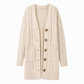 Women's Long Single Breasted Knitted Cardigan Sweater Casual Outerwear Coat for Autumn and Winter